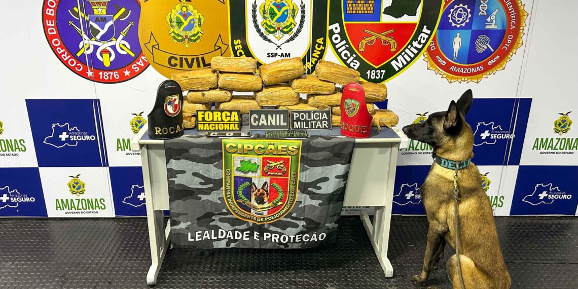 Cão policial Xerife localiza pasta-base de cocaína e maconha em embarcação