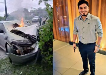 Sobrinho do prefeito de Itacoatiara-AM morre após carro colidir com árvore e pegar fogo