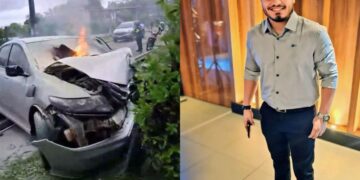 Sobrinho do prefeito de Itacoatiara-AM morre após carro colidir com árvore e pegar fogo
