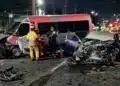 Carro de aplicativo cruza canteiro, pega fogo e deixa um morto e cinco feridos
